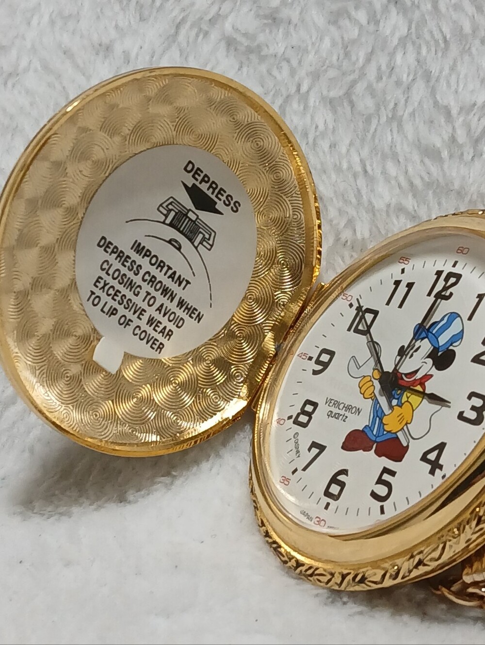 Vintage Disney Railroad Mickey Mouse VERICHRON QUARTZ Pocket Watch